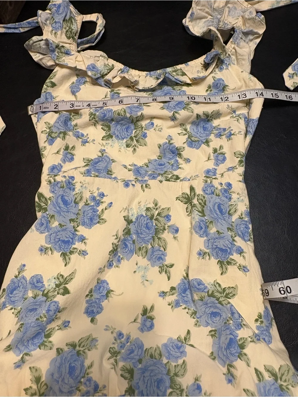 Petal + pup Storia Cream Mini Dress with Blue Floral Print NWT size Small